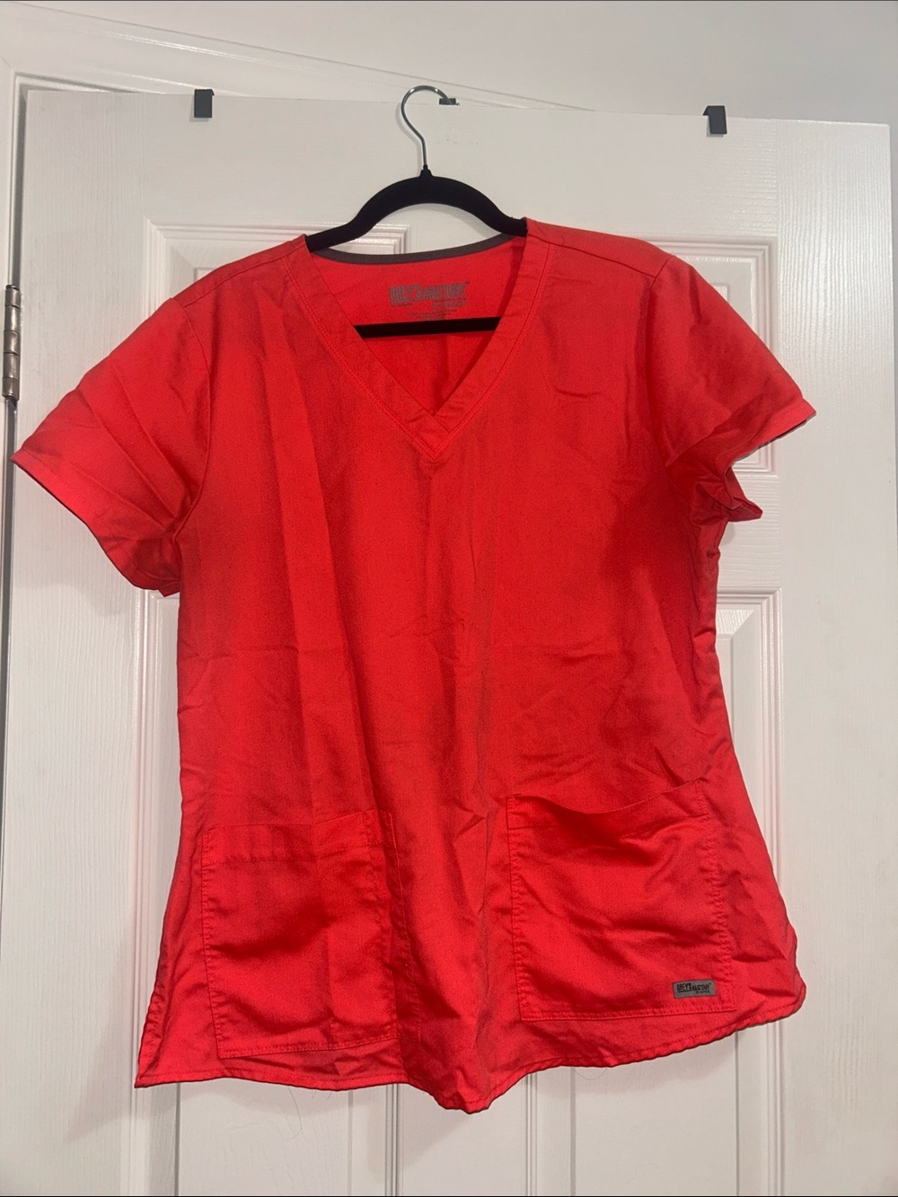 Grey's Anatomy Bright Red V-Neck Short Sleeve Scrub Top
